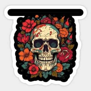 Floral Skull Sticker